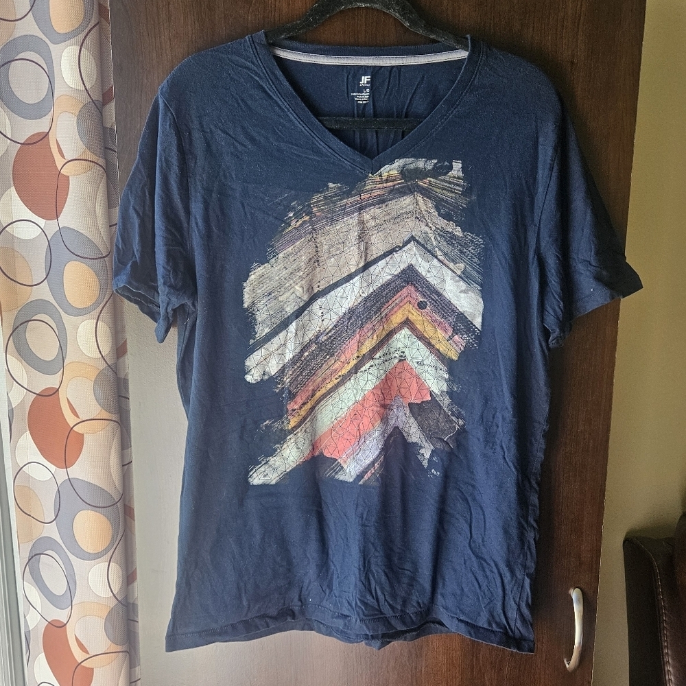 JF J.Ferrar Abstract Black Cotton T-Shirt